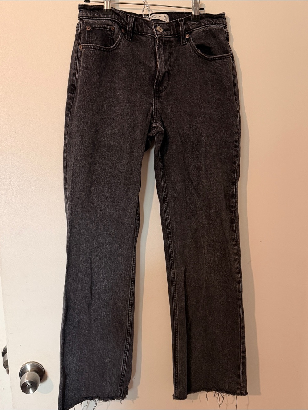 Abercrombie & Fitch The Baggy Lowโ Rise Curve Love Jeans 26R Y2K Grunge Raw Hem